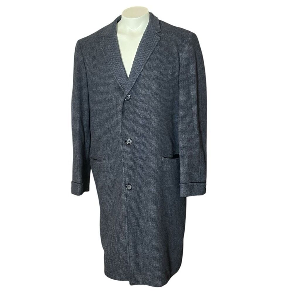 Vintage Juilliard Men’s Wool‎ Small Checked Gray Coat 80’s - 90’s